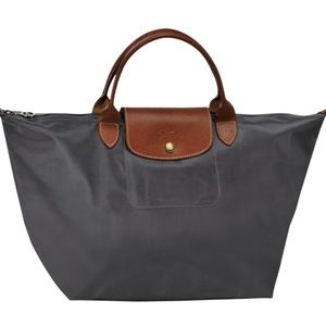 Longchamp Le Pilage Top-Hangle M in Gun Metal